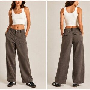 Madewell Low-Slung Baggy Utility Pants Brown Wide Leg Size 27